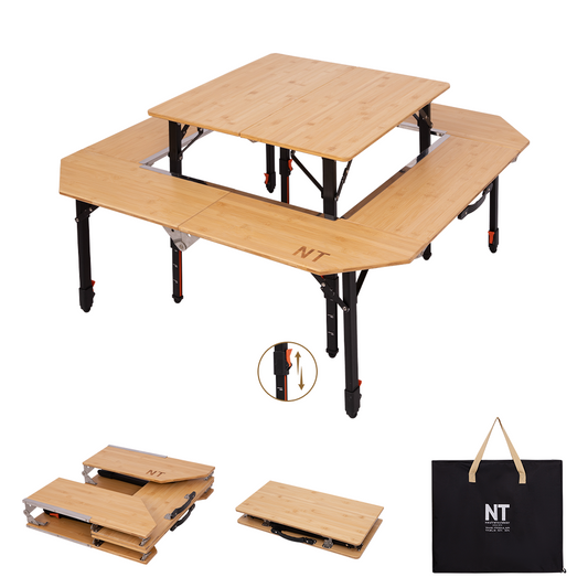 【NEW】Take Modular Table 六角囲炉裏テーブル 竹製 高さ調節 2台セット