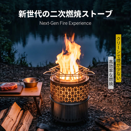 【NEW】二次燃焼ストーブ 焚き火台 低煙 高燃焼効率